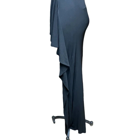 Rickie Freeman Teri Jon Black Flutter Sleeve Ruffle Long Gown Size 8‎ - Picture 4 of 12